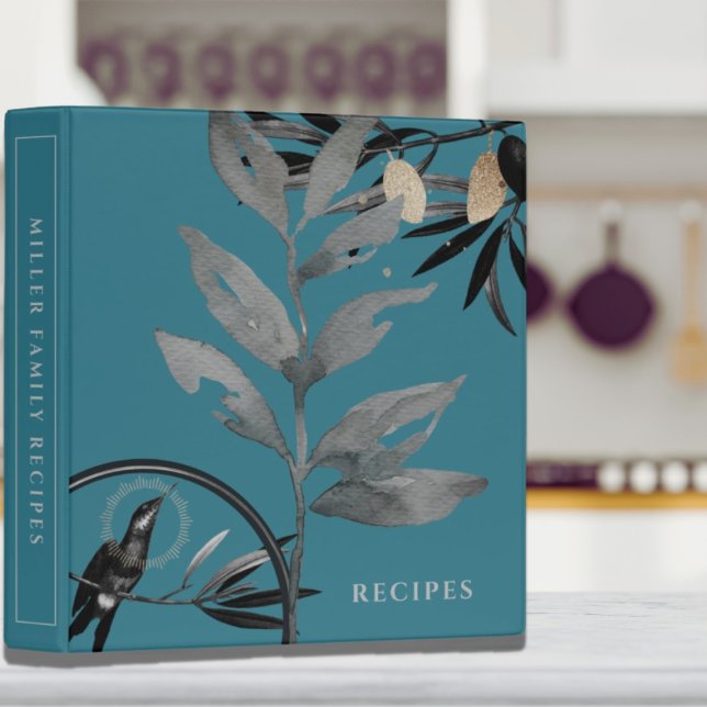 Recipes | Watercolor Leaves | Turquoise & Grey Binder (Creator Uploaded)