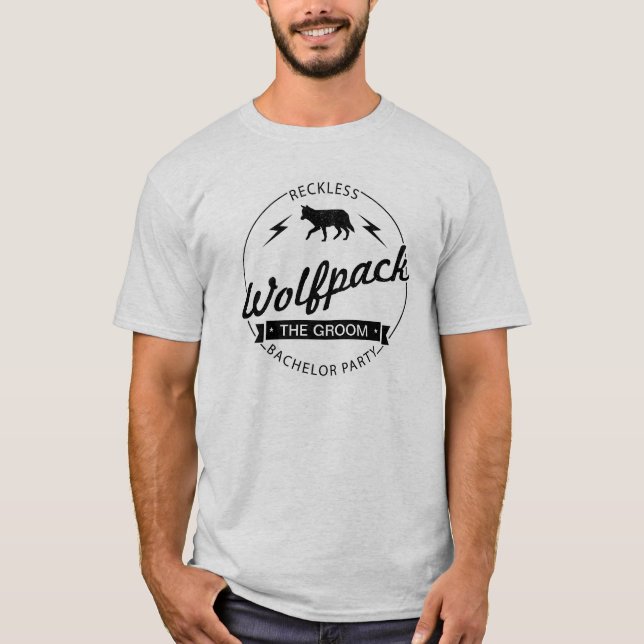 Reckless Wolfpack Bachelor Party Groomsmen Names T-Shirt (Front)