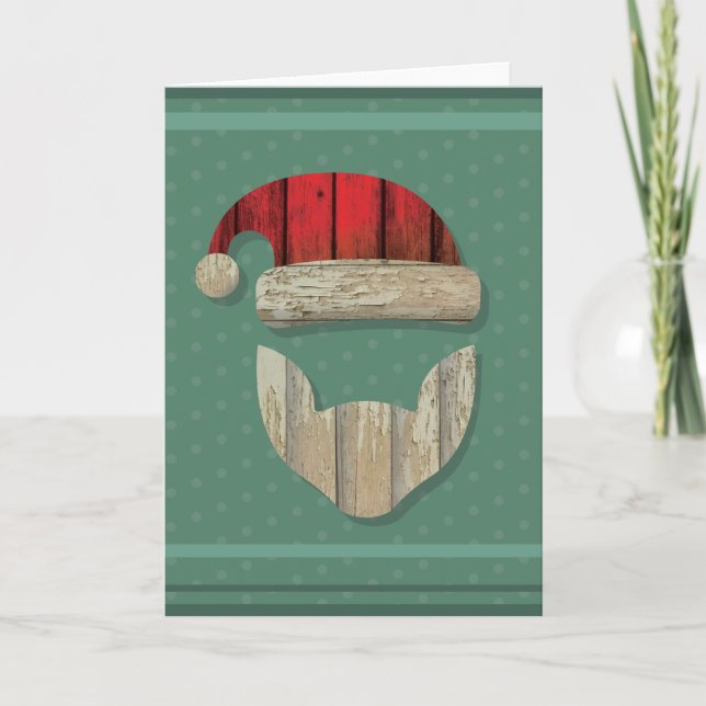 Reclaimed Barnwood Santa Holiday Card (Front)