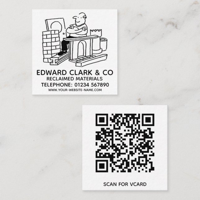 Reclaimed Materials Salvage Yard Square Business Card (Front/Back)