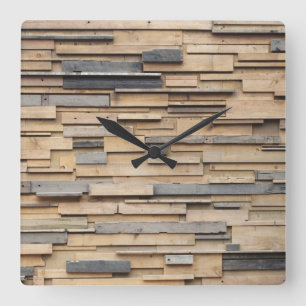 Reclaimed Wood, Sustainable Material Square Wall Clock