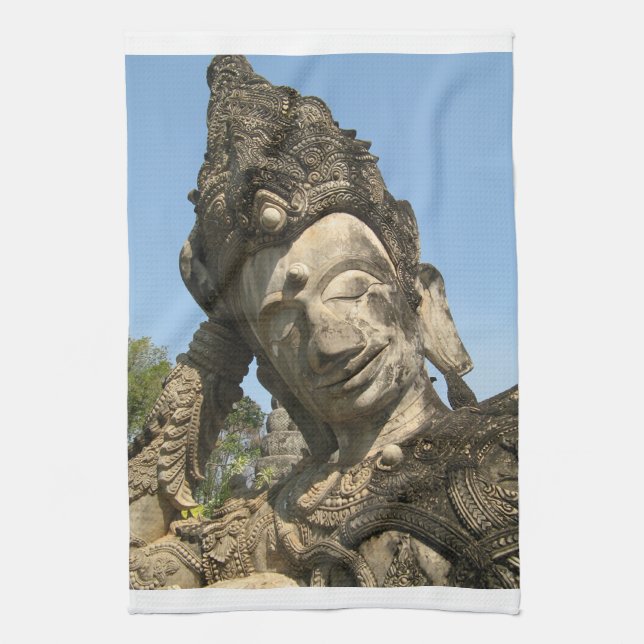 Reclining Buddha ... Nong Khai, Isan, Thailand Kitchen Towel (Vertical)