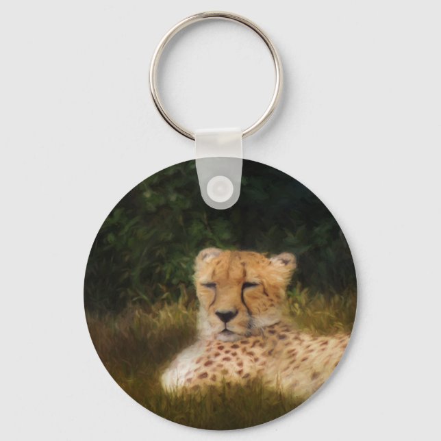 Reclining Cheetah at Fossil Rim Wildlife Centre Keychain (Front)