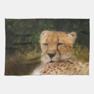 Reclining Cheetah at Fossil Rim Wildlife Centre Kitchen Towel