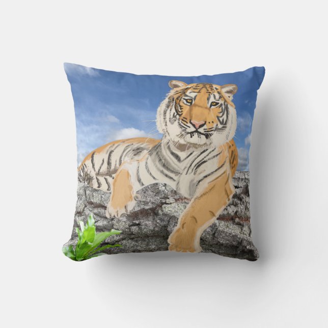 Reclining Tiger  Throw Pillow (Front)