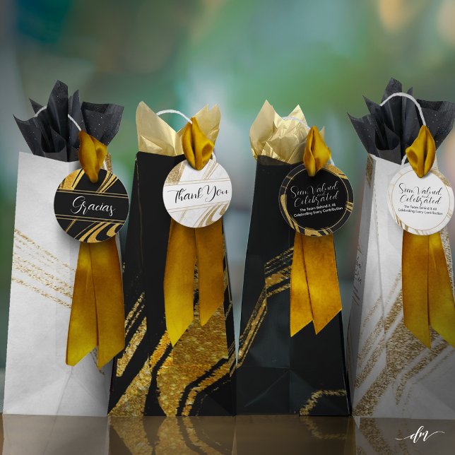 Recognition Gift Tag (Coordinating black and white gift bags with matching tags for elegant gift presentations.)
