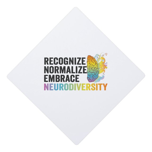 Recognize Normalize Embrace Neurodiversity ADHD Graduation Cap Topper (Front)