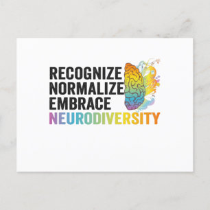 Recognize Normalize Embrace Neurodiversity ADHD Postcard