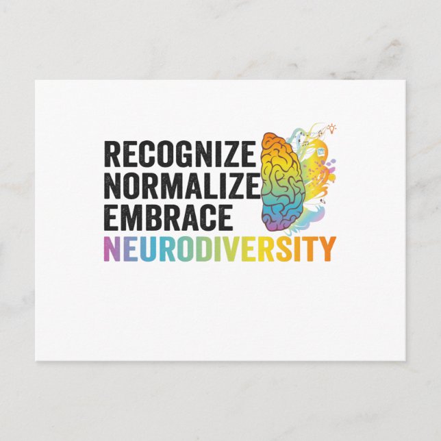 Recognize Normalize Embrace Neurodiversity ADHD Postcard (Front)