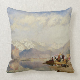 Recollections of the Lago Maggiore, Market Day at Throw Pillow