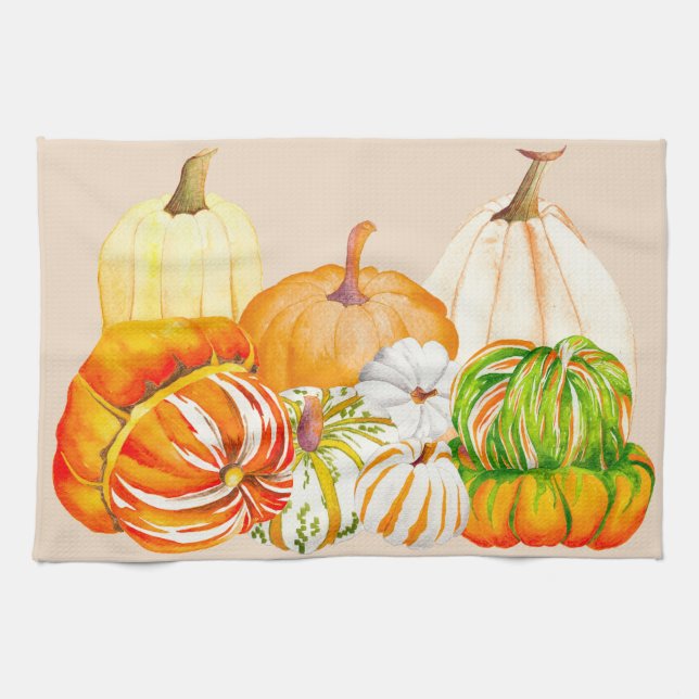 Récolte citrouille sur une serviette de cuisine (Horizontal)