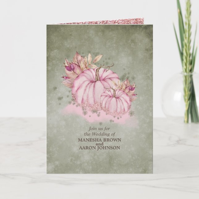 Récolte de Citrouille Rose - Invitation de Mariage (Devant)
