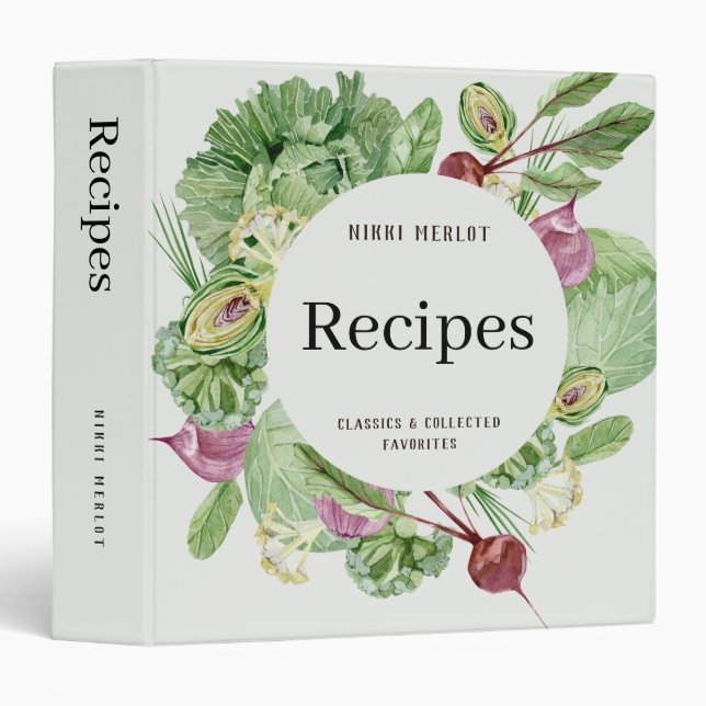 Récolte de Jardin frais Classeur de recettes perso (Devant/Côté)