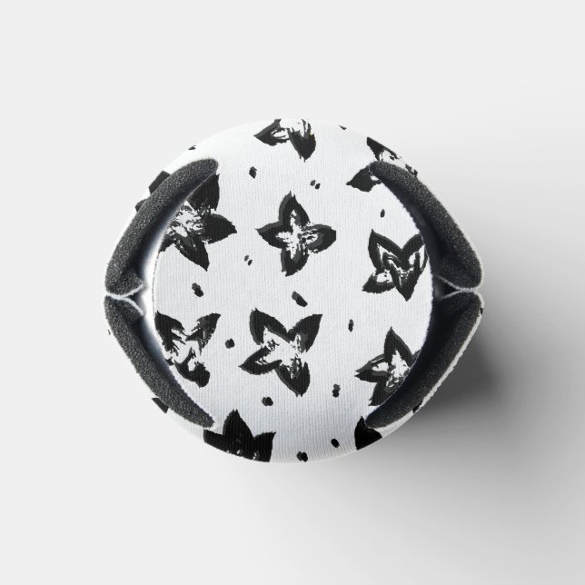 Reconstructed Floral Pattern - Achromatic Goth Can Cooler (Bottom)