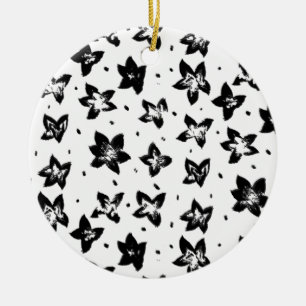 Reconstructed Floral Pattern - Achromatic Goth Ceramic Ornament