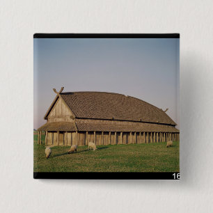 Reconstruction of an 11th century Viking house 2 Inch Square Button
