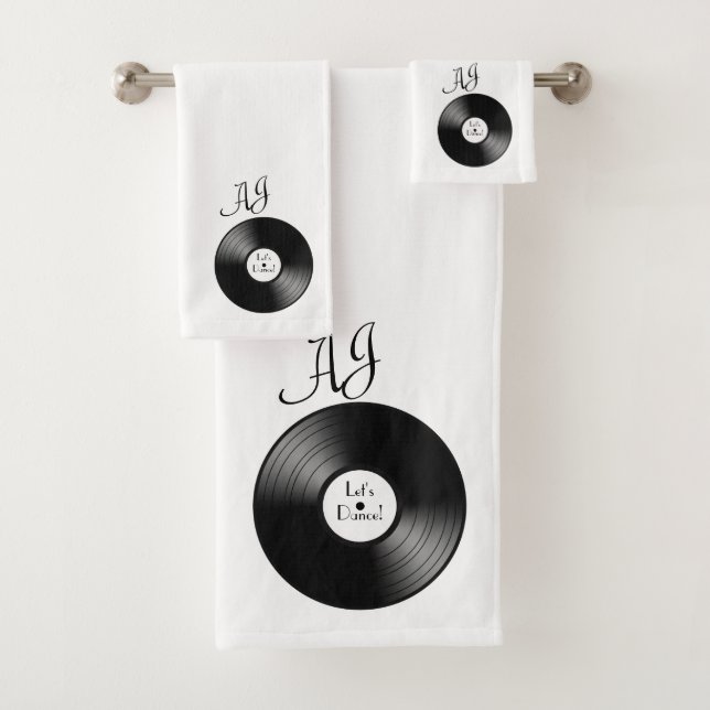 Record Album Monogrammed Bath Towel Set (Insitu)