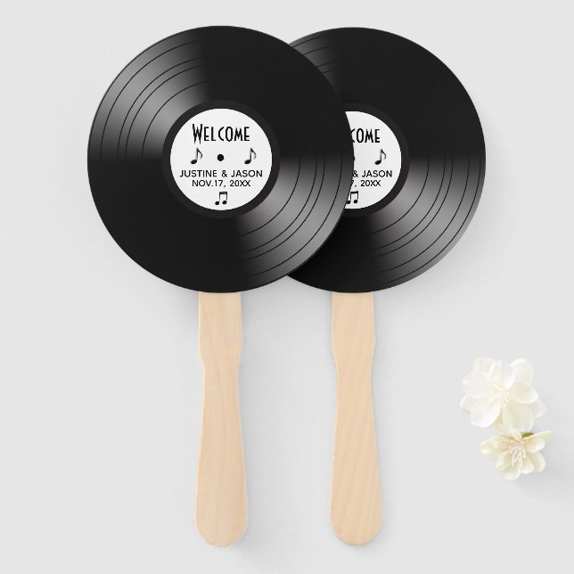 Record Album Music Theme  Hand Fan (Front and Back)