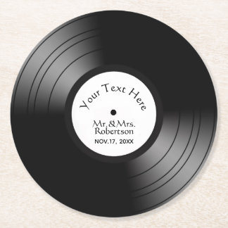 Record Album Names Date Wedding / Anniversary Round Paper Coaster