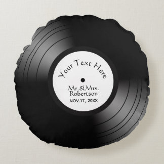 Record Album Names Date Wedding Round Pillow