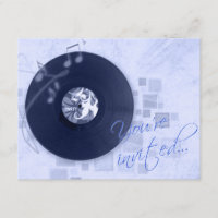 Record Album on Blue Dance Party Invitation
