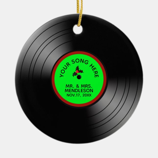 Record Album Personalized Christmas 2 Ceramic Ornament (Front)