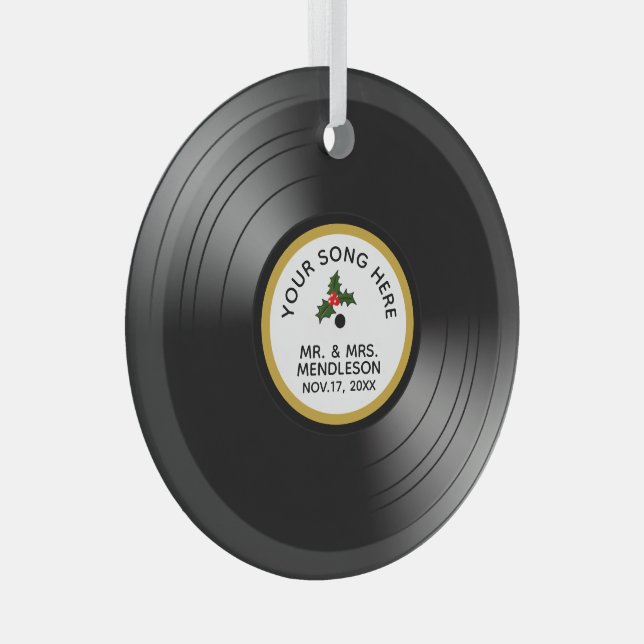 Record Album Personalized Christmas Ceramic Orname Glass Ornament (Front Right)