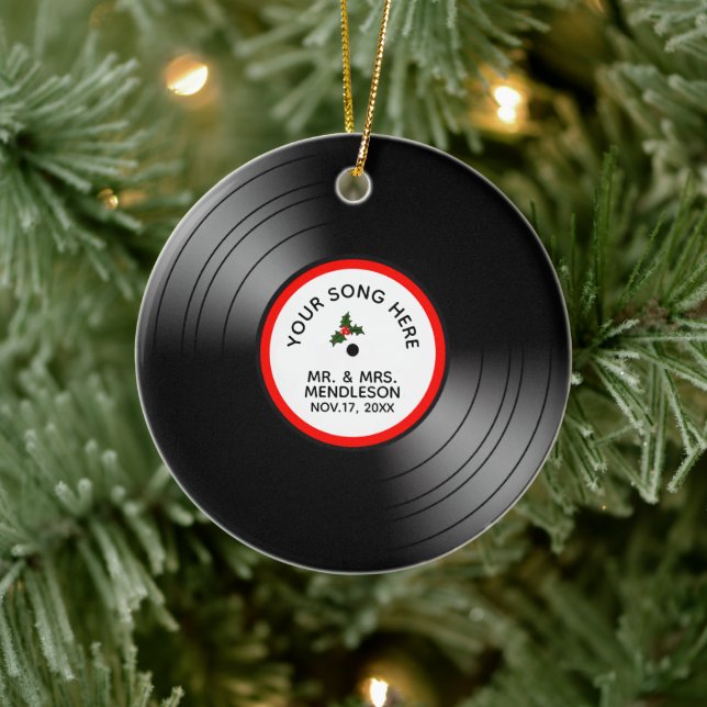 Record Album Personalized Christmas Ceramic Ornament (Tree)