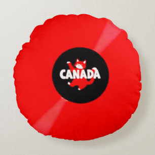 RECORD ALBUM RED ROUND PILLOW
