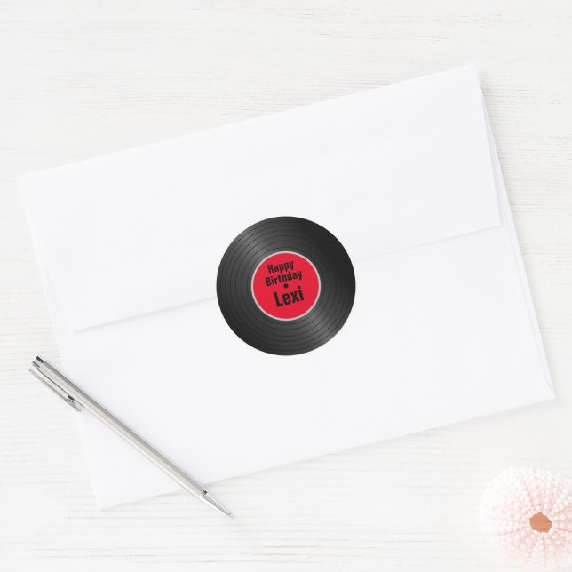 Record  classic round sticker (Envelope)