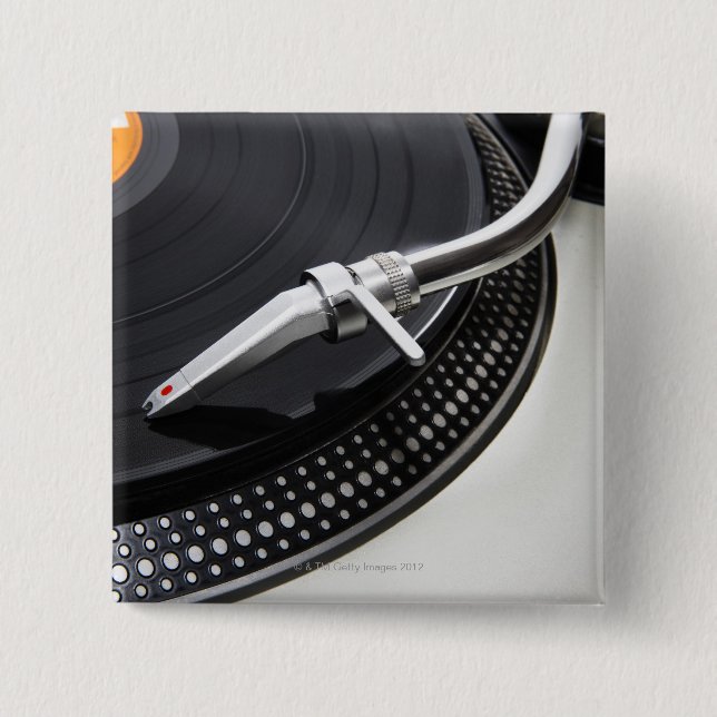 Record Needle Stylus 2 Inch Square Button (Front)