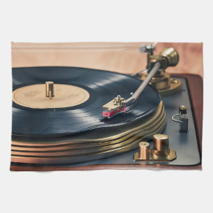 Record Player in Action Kitchen Towel