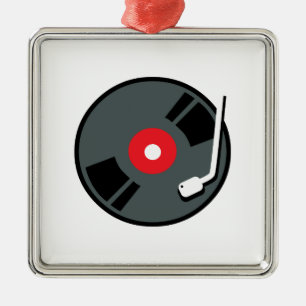Record Player Metal Ornament