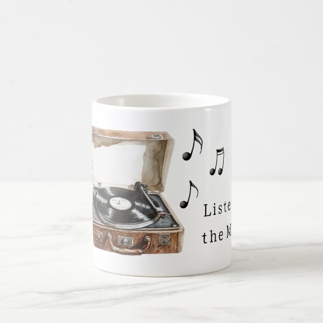 Record Player Music Notes Coffee Mug (Center)