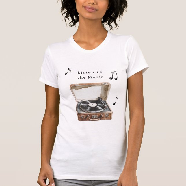 Record Player Music Notes T-Shirt (Front)