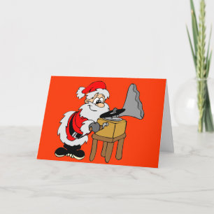 Record Player Santa Christmas Holiday Card