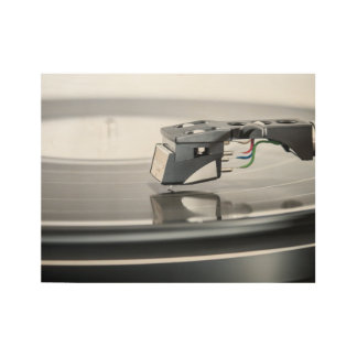 record player wood poster