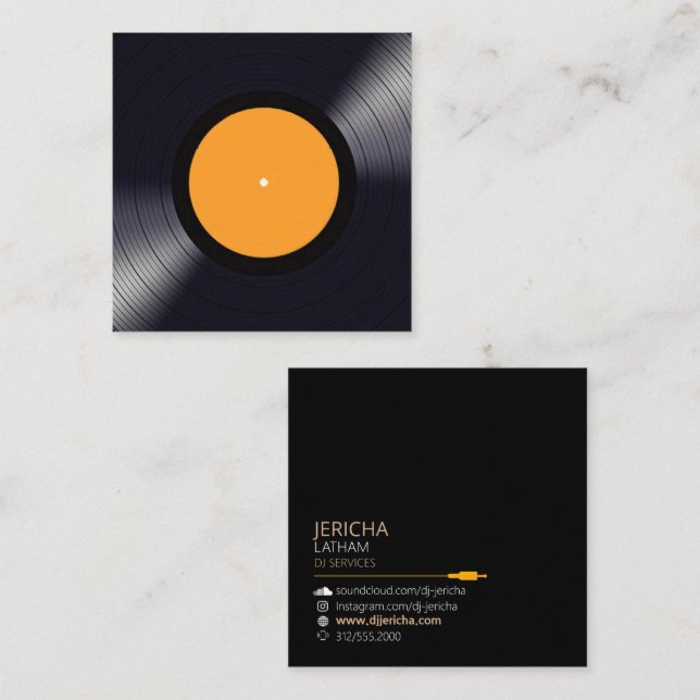 record vinyl disc jockey business card (Front/Back)