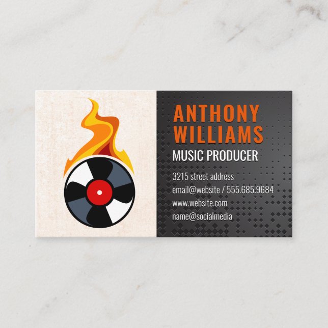 Record Vinyl Flame Business Card (Front)