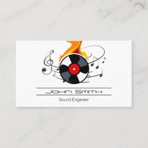 Record Vinyl Flame   Music Notes Business Card