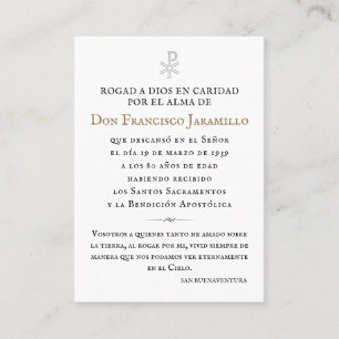 Recordatorio Memorial Card