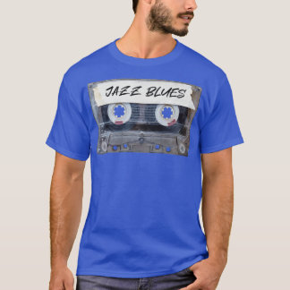 Recorded Music Genre Cassette Old School Jazz Blue T-Shirt