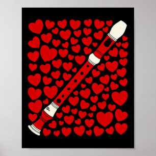Recorder With Hearts, Valentines Music Teacher Wed Poster