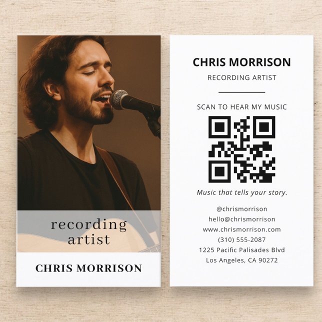 Recording Artist QR Code Photo Business Card (Creator Uploaded)