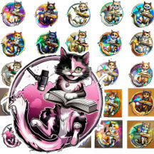 Recording Kitty Sticker - 25 Art Variations