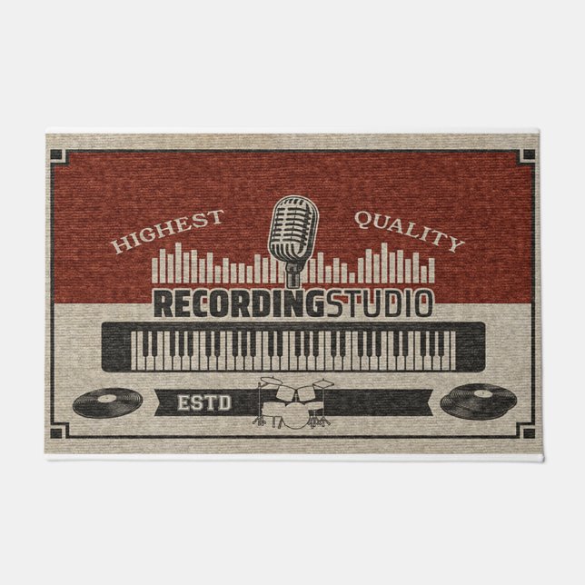 Recording Piano Stuido Design Mat, Piano Player  Doormat (Front)
