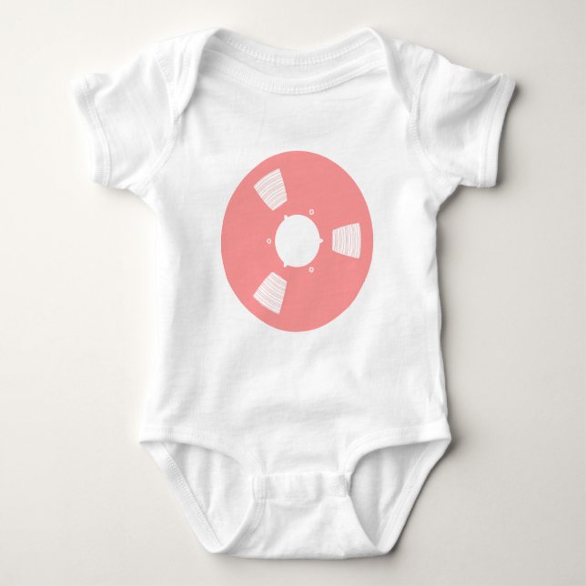 Recording Tape Spool Baby Bodysuit (Front)