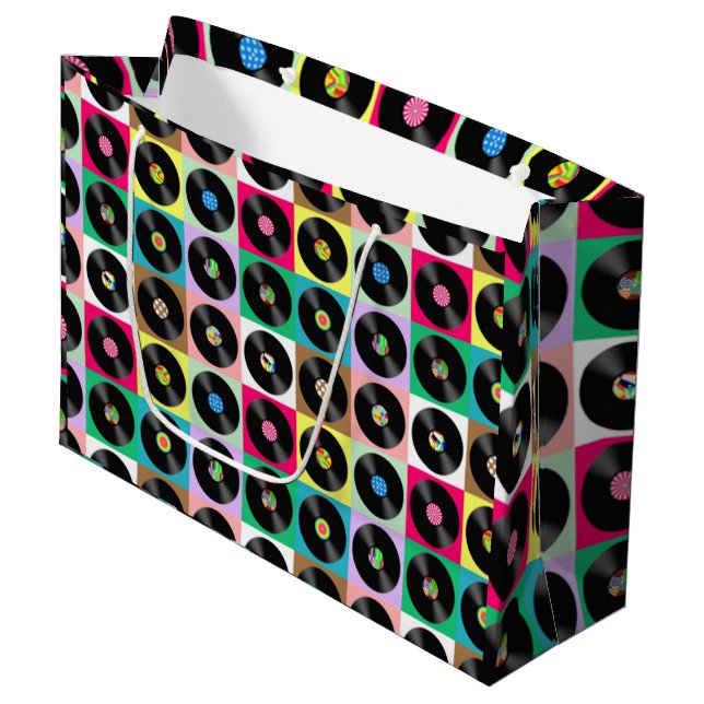 Records everywhere large gift bag (Front Angled)