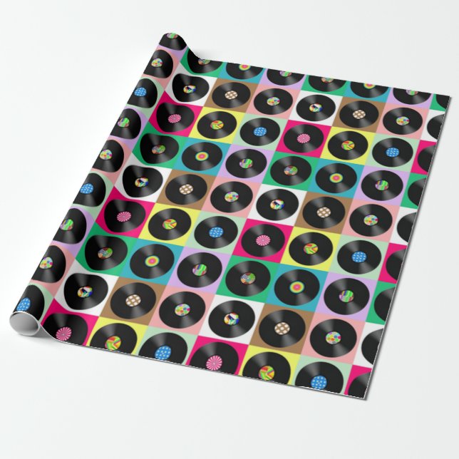 Records everywhere wrapping paper (Unrolled)