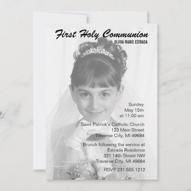 Recouvrir la photo Invitations de la première comm (Devant)